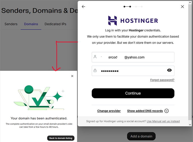 Adding domain at brevo.com